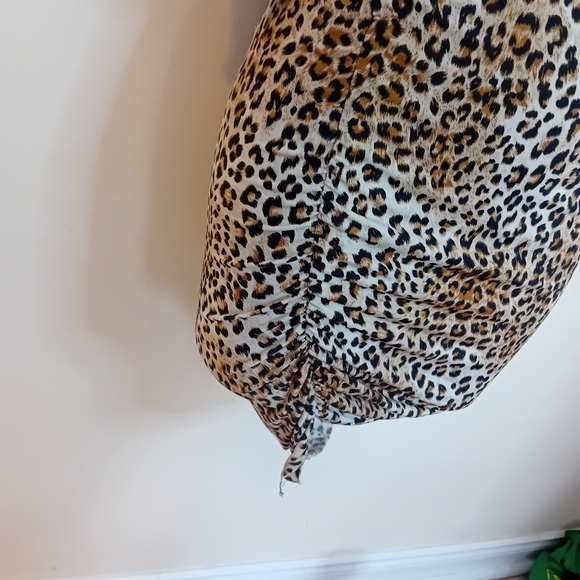 Women's Leopard Animal Print Asymmetrical Neck Mesh Fishtail Club Dress Sexy M - Picture 4 of 16